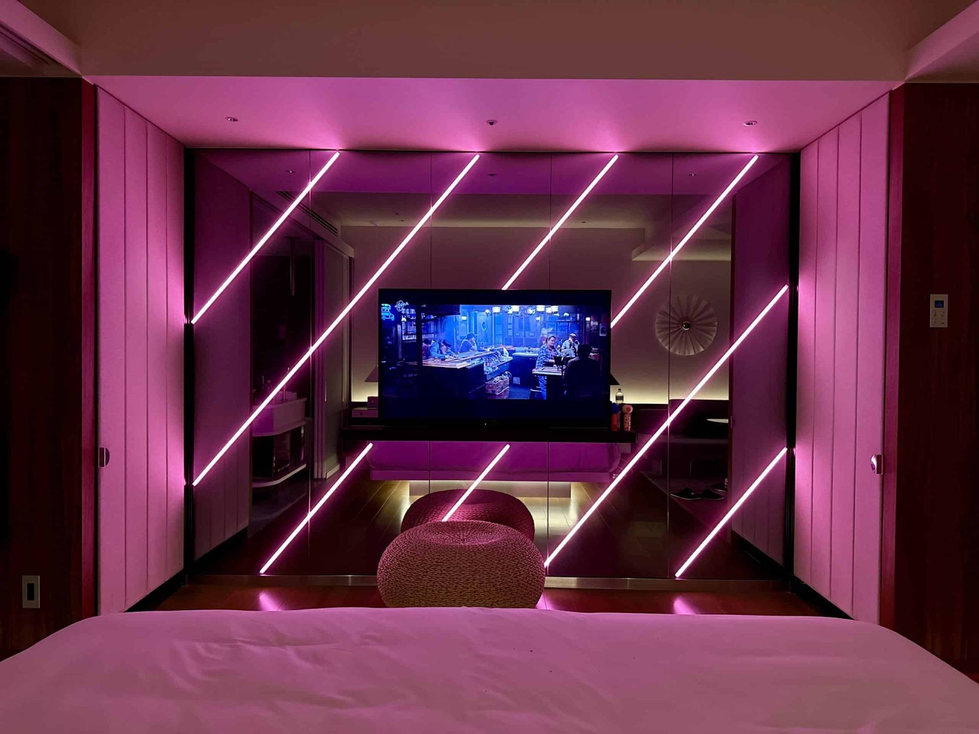 Pink Neon Lights Inside Wonderful Guest Room Suite, Osaka W Pink-Neon-Lights-W-Osaka