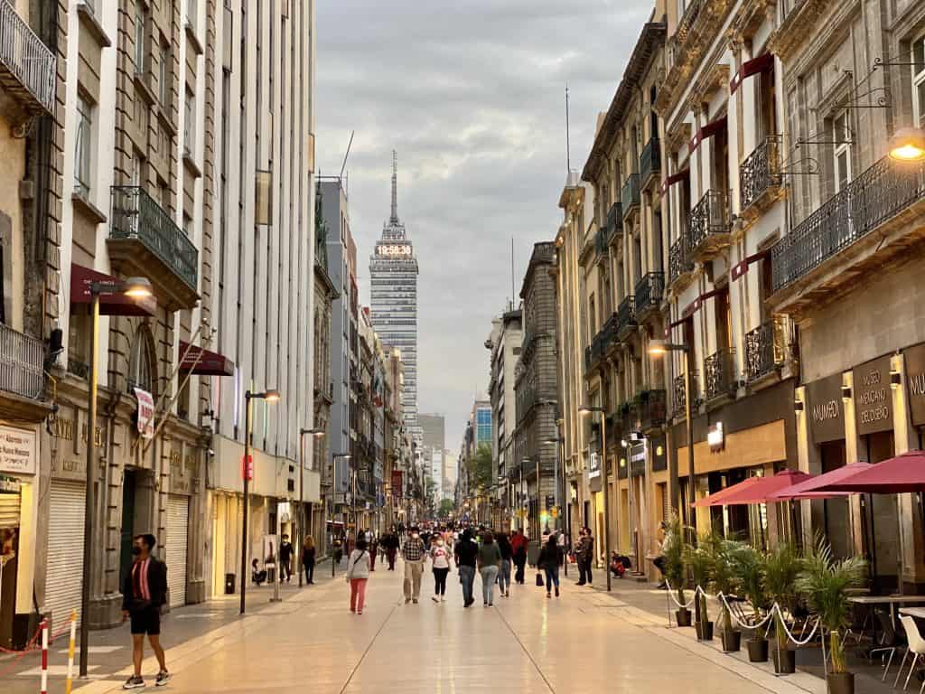Walking down Madero Street in Mexico City