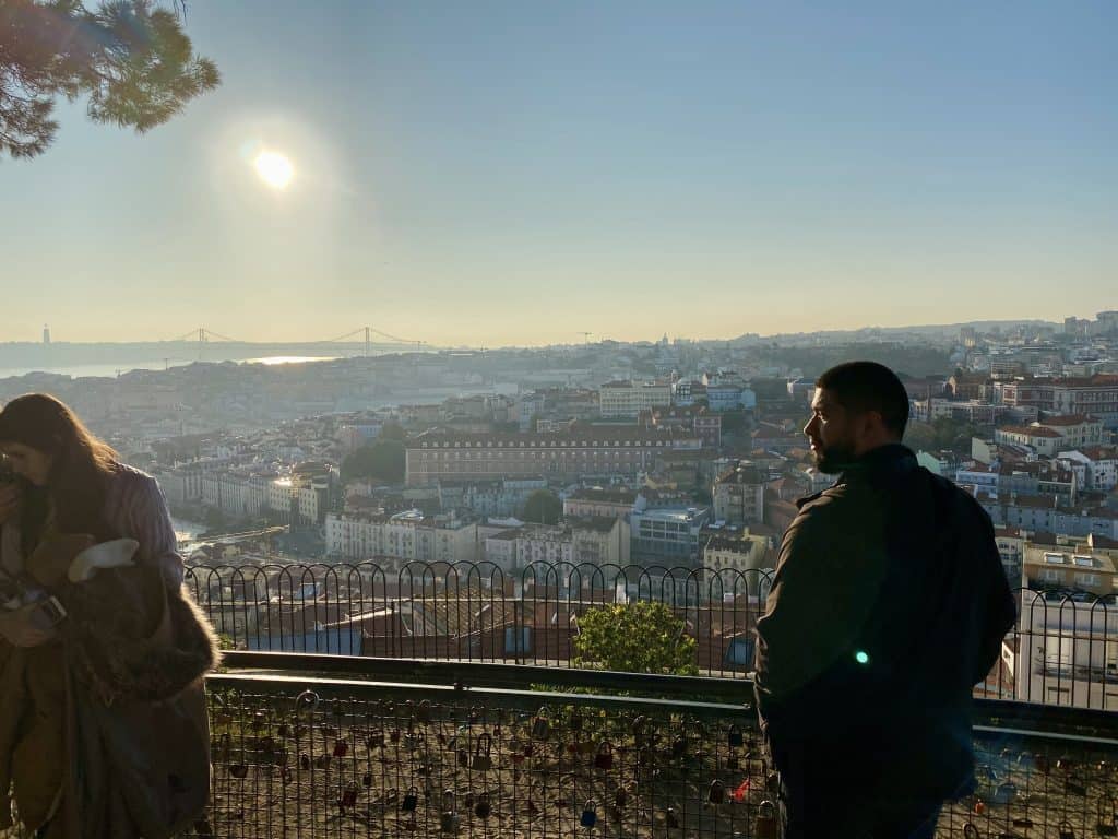 Enjoy the beautiful scenic views at the Miradouro da Senhora do Monte in Lisbon, Portugal.
