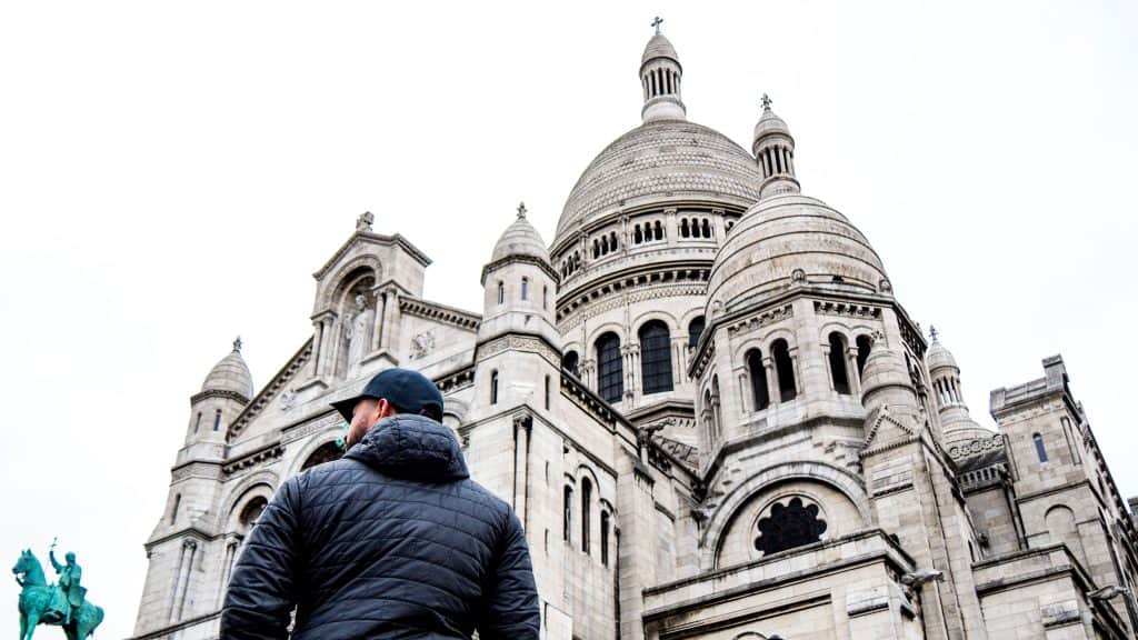 Standing in front of Sacre Coeur Basilica, Paris.