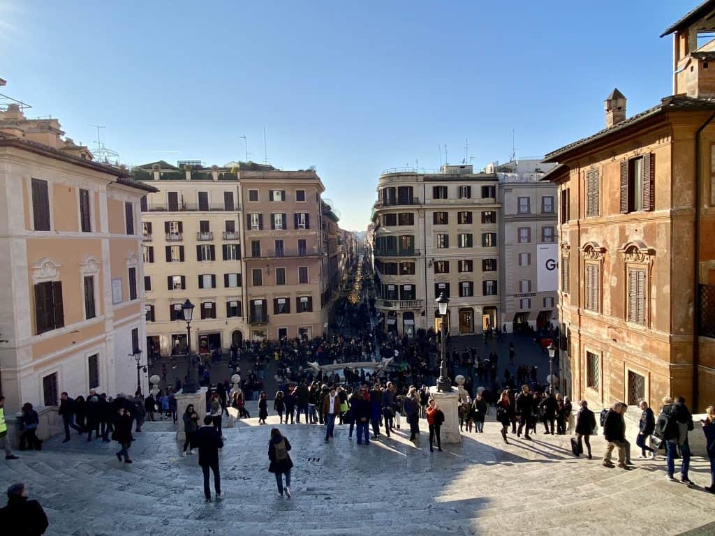 Enjoying a view from the top of the Spanish Steps in Rome, Italy.